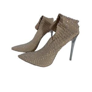 "FASHION NOVA" Kitten Toe Bling Slip On Sock‎ Heel Sexy Sassy Runway Floor Model